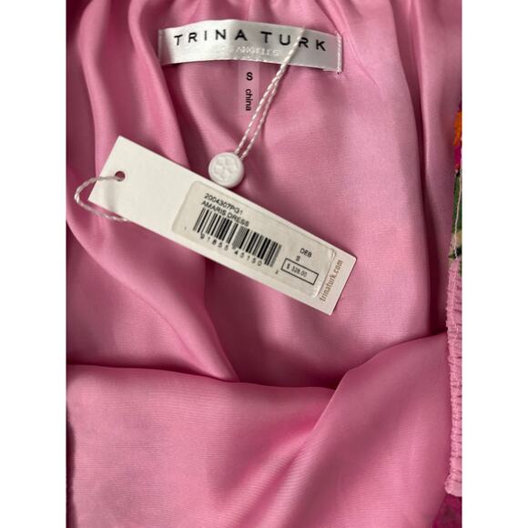 Trina Turk Luxe Silk Amaris Dress Desert Bloom Size Small - Picture 4 of 9